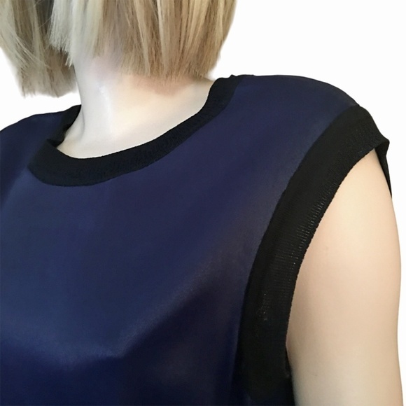 DKNY Asymmetrical Flounce Panel Top Blouse Tunic Tank Rayon Merino Wool NWOT - Picture 11 of 16